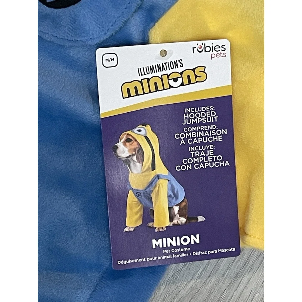 NEW Illumination's Minions Halloween Dog Pet Costume Hooded Jumpsuit - Size M